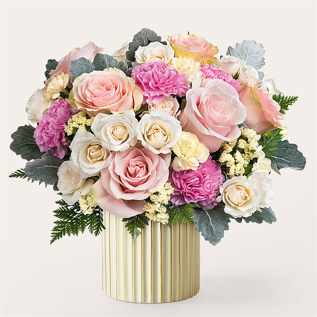 Blissful Moments Bouquet with Ivory Vase – Ferguson Florists Inc, Attalla AL