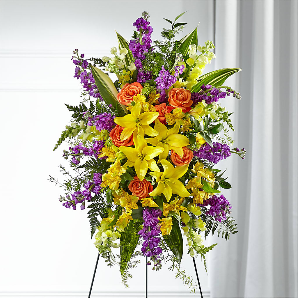 Thoughtful Prayers Standing Spray – Ferguson Florists Inc, Attalla AL