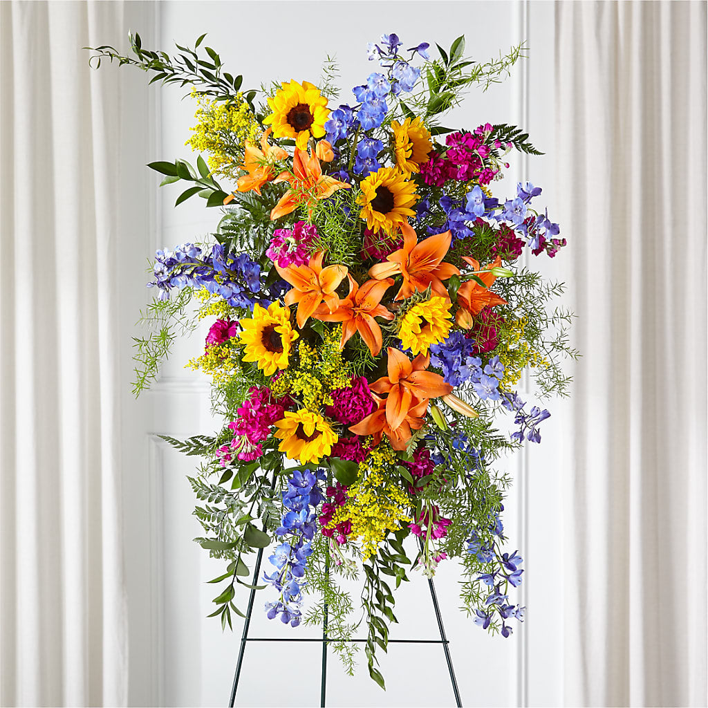 Sunlit Memories Standing Spray (Standard) – Ferguson Florists Inc, Attalla AL