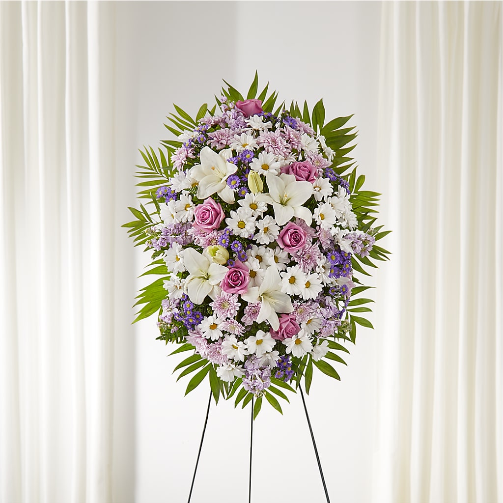 Surrounded by Love Standing Spray – Ferguson Florists Inc, Attalla AL