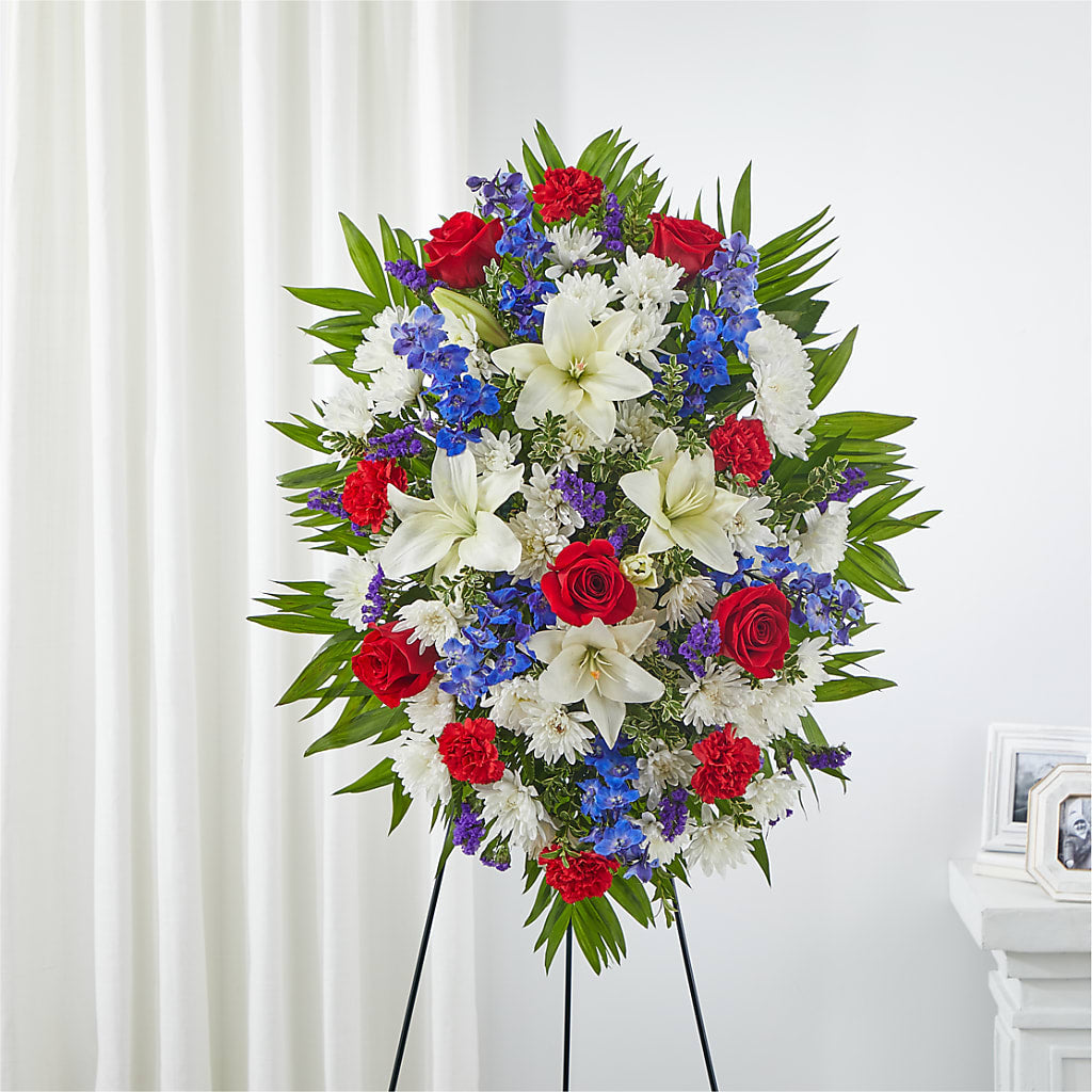 Cherished Service Standing Spray – Ferguson Florists Inc, Attalla AL