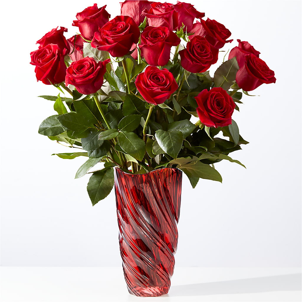 Classic Love Red Rose Bouquet with Luxe Swirl Vase – Ferguson Florists Inc, Attalla AL