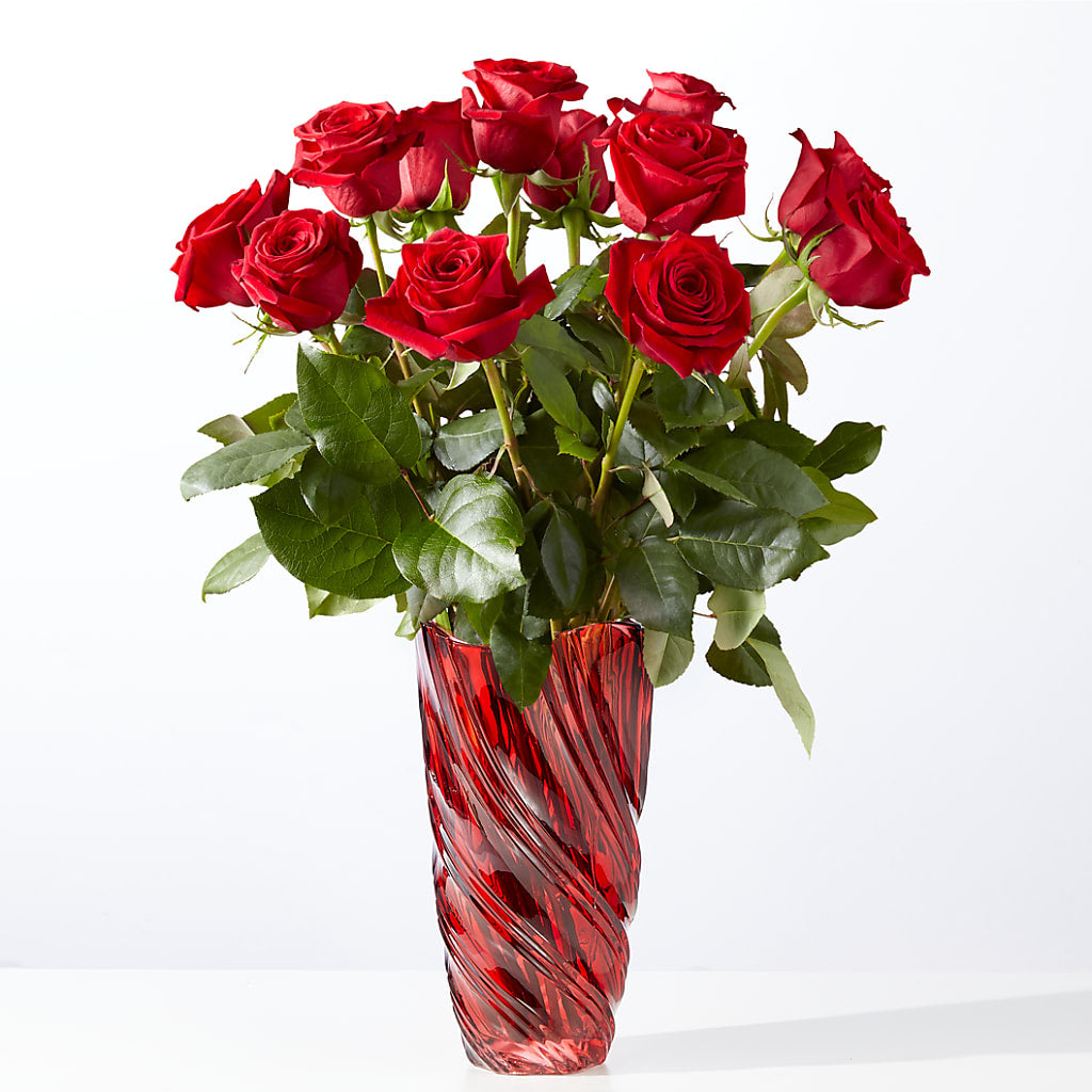 Classic Love Red Rose Bouquet with Luxe Swirl Vase – Ferguson Florists Inc, Attalla AL