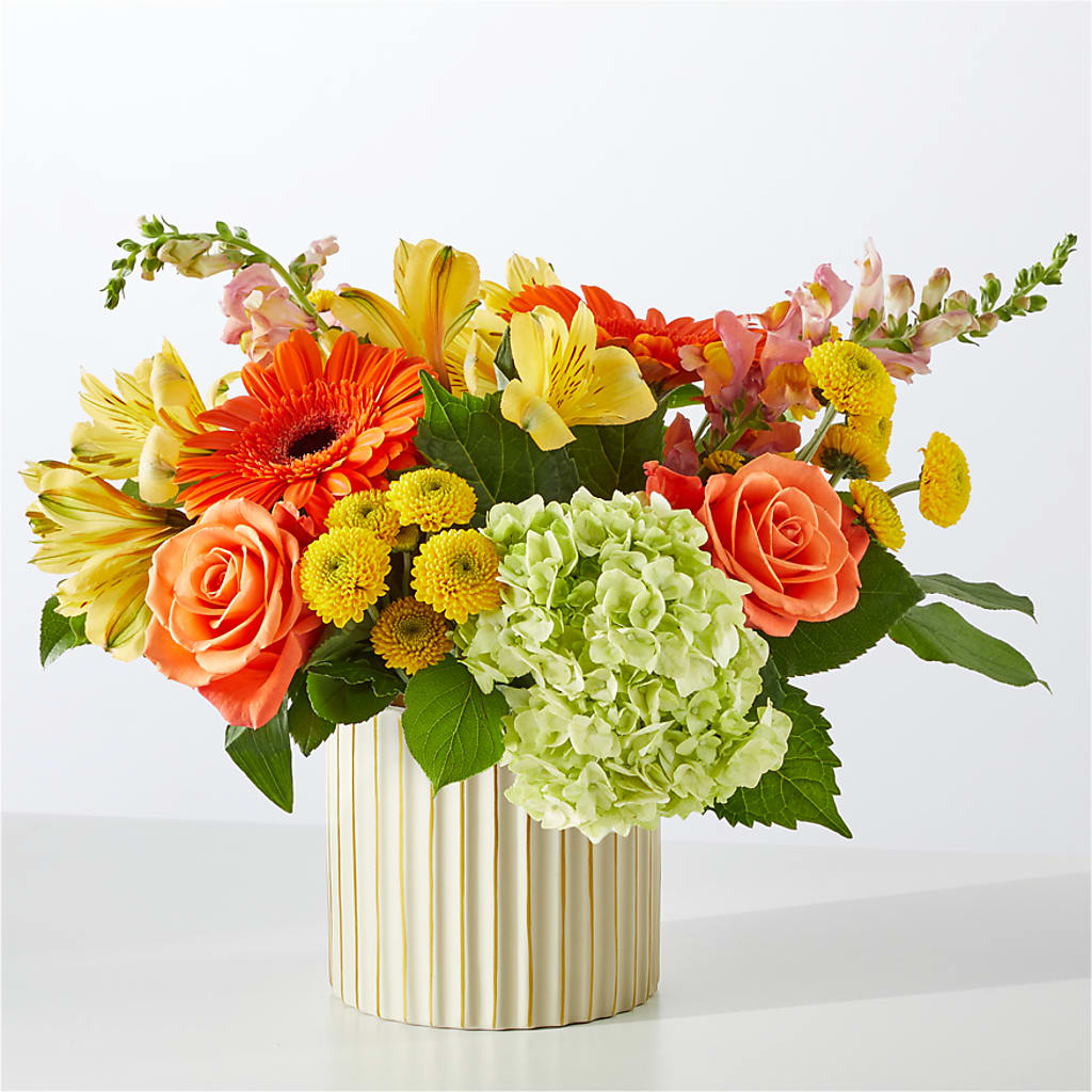 Autumn Sunshine Bouquet with Ivory Vase –  Ferguson Florists Inc, Attalla AL