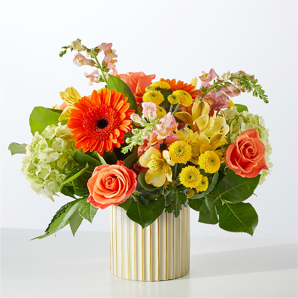 Autumn Sunshine Bouquet with Ivory Vase –  Ferguson Florists Inc, Attalla AL