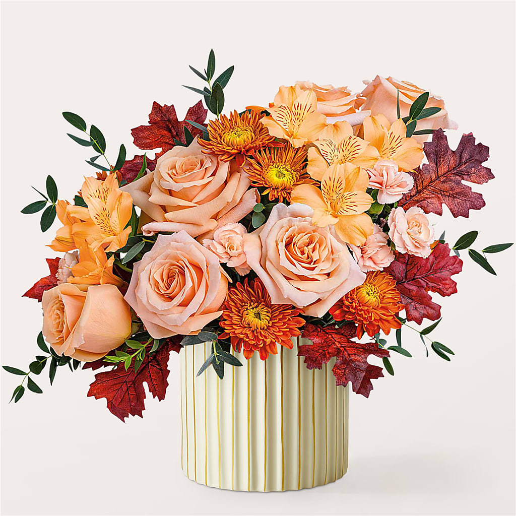 Spiced Latte Bouquet with Ivory Vase –  Ferguson Florists Inc, Attalla AL